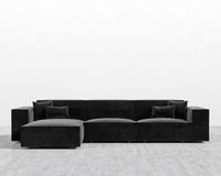 Porter Sectional - Black Feet, Left-Hand-Facing, Plush Velvet - Black