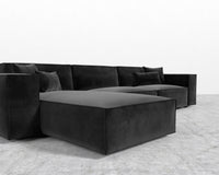 Porter Sectional - Black Feet, Left-Hand-Facing, Plush Velvet - Black
