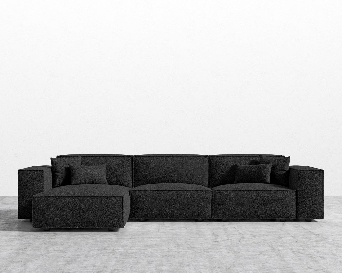 Porter Sectional - Black Feet, Left-Hand-Facing, Chatou Bouclé - Caviar