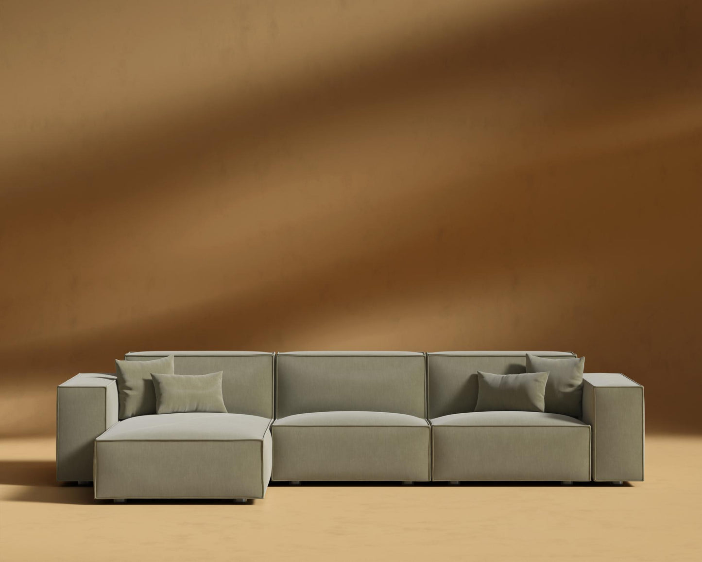 Porter Sectional - Black Feet, Left-Hand-Facing, Cotton Velvet - Verdant