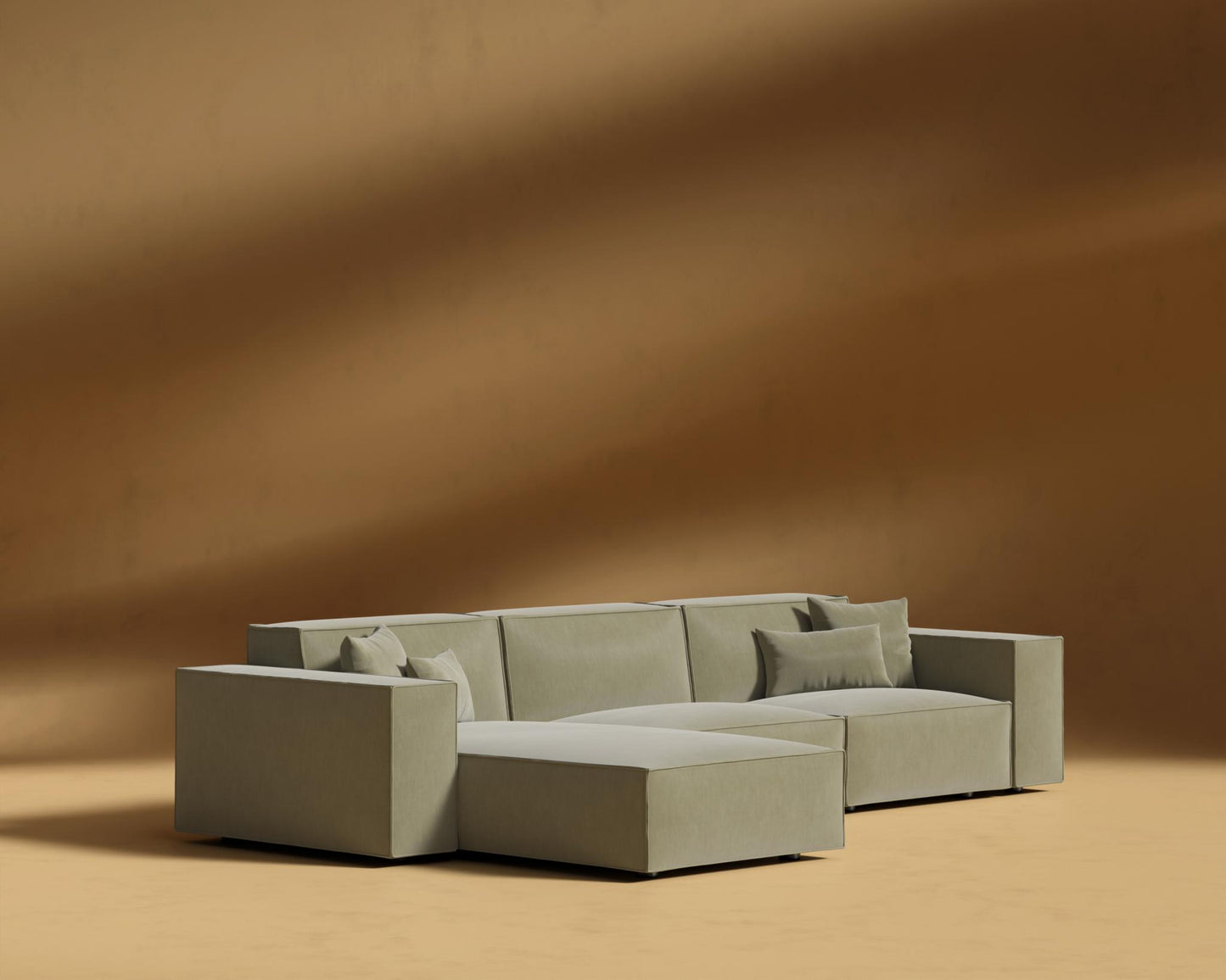 Porter Sectional - Black Feet, Left-Hand-Facing, Cotton Velvet - Verdant