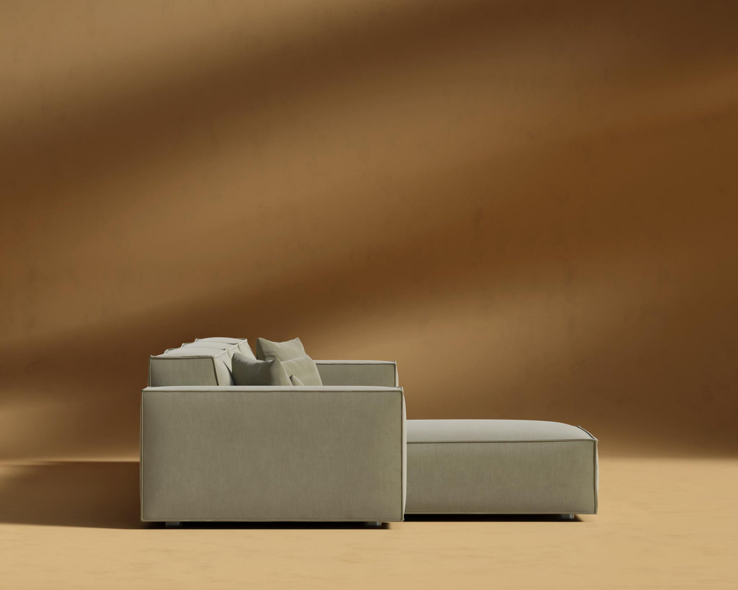 Porter Sectional - Black Feet, Left-Hand-Facing, Cotton Velvet - Verdant