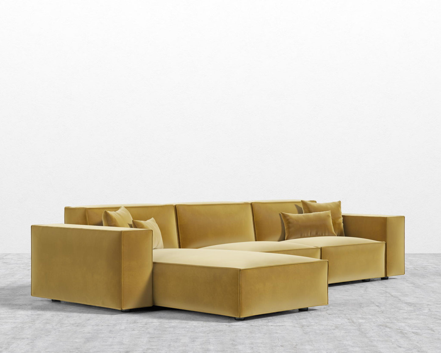 Porter Sectional - Black Feet, Left-Hand-Facing, Plush Velvet - Golden Beryl