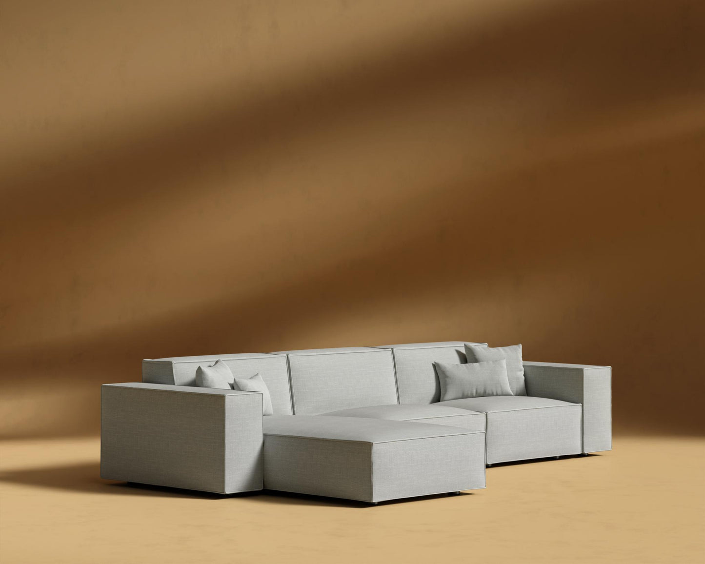 Porter Sectional - Black Feet, Right-Hand-Facing, Performance Linen - Dove