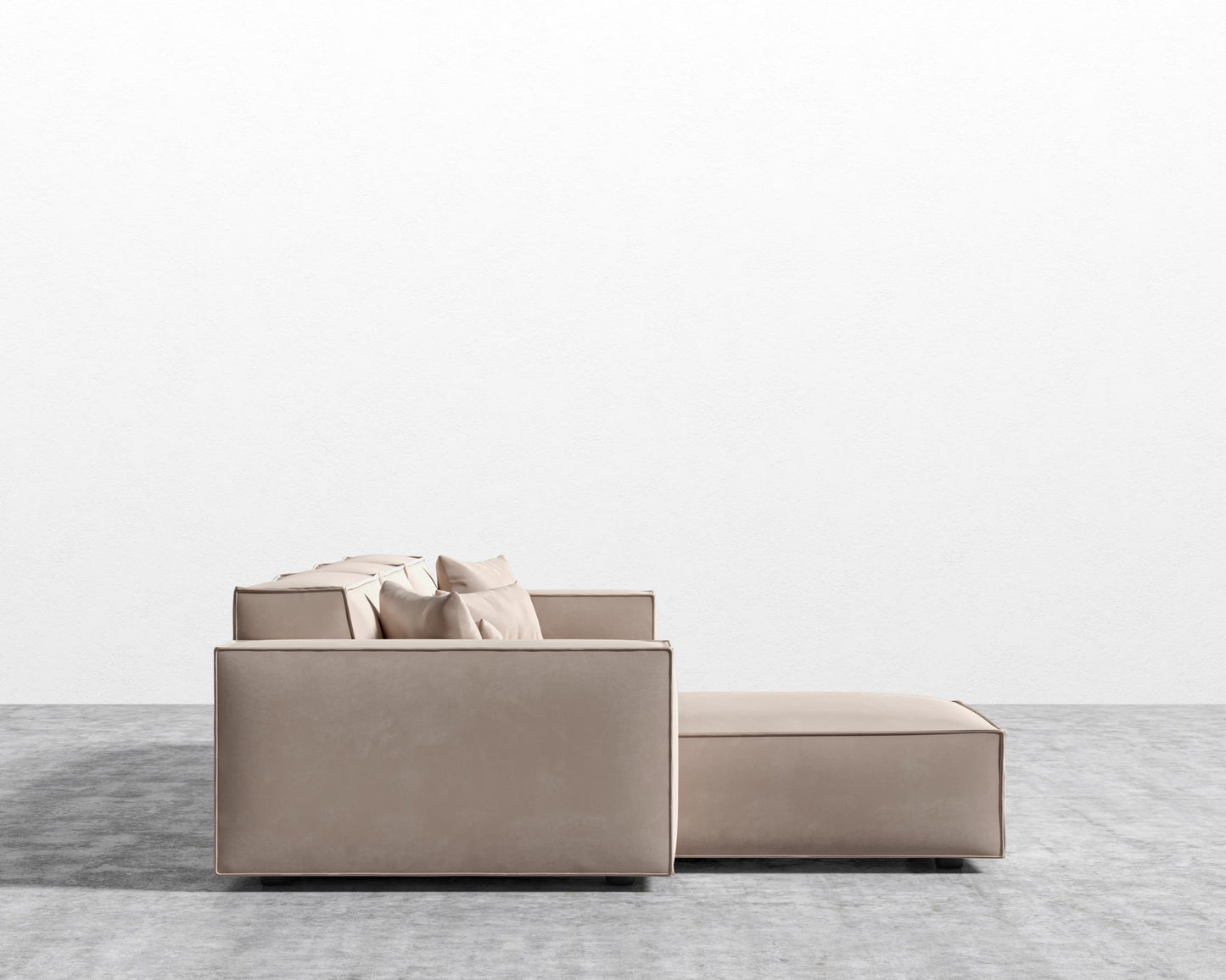 Porter Sectional - Black Feet, Right-Hand-Facing, Plush Velvet - Blush