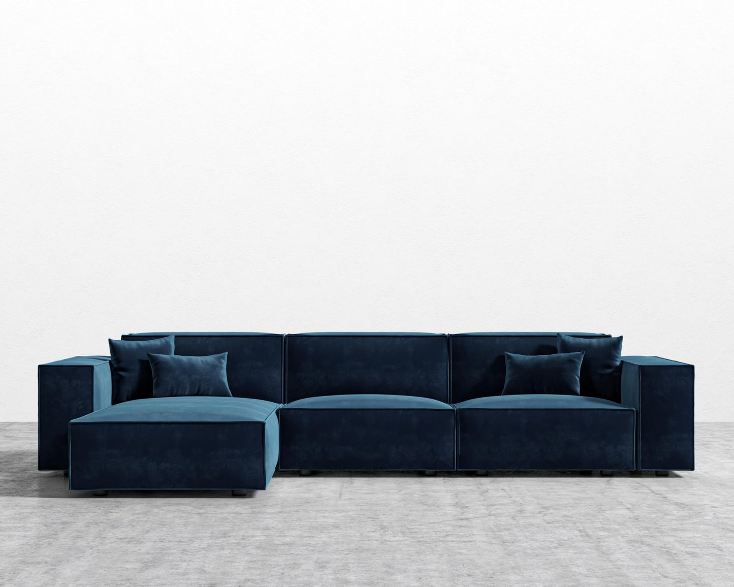 Porter Sectional - Black Feet, Left-Hand-Facing, Plush Velvet - Cobalt