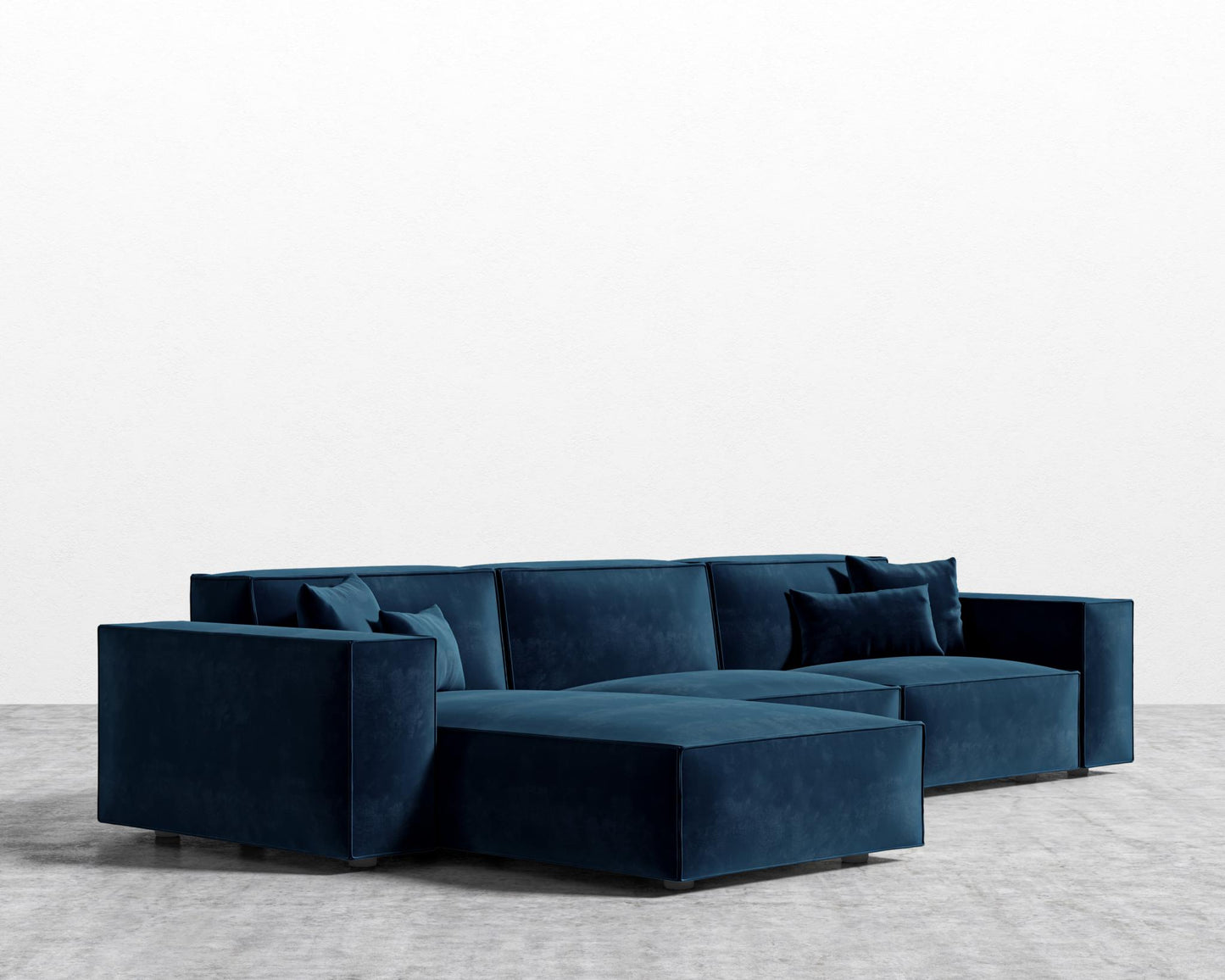 Porter Sectional - Black Feet, Left-Hand-Facing, Plush Velvet - Cobalt