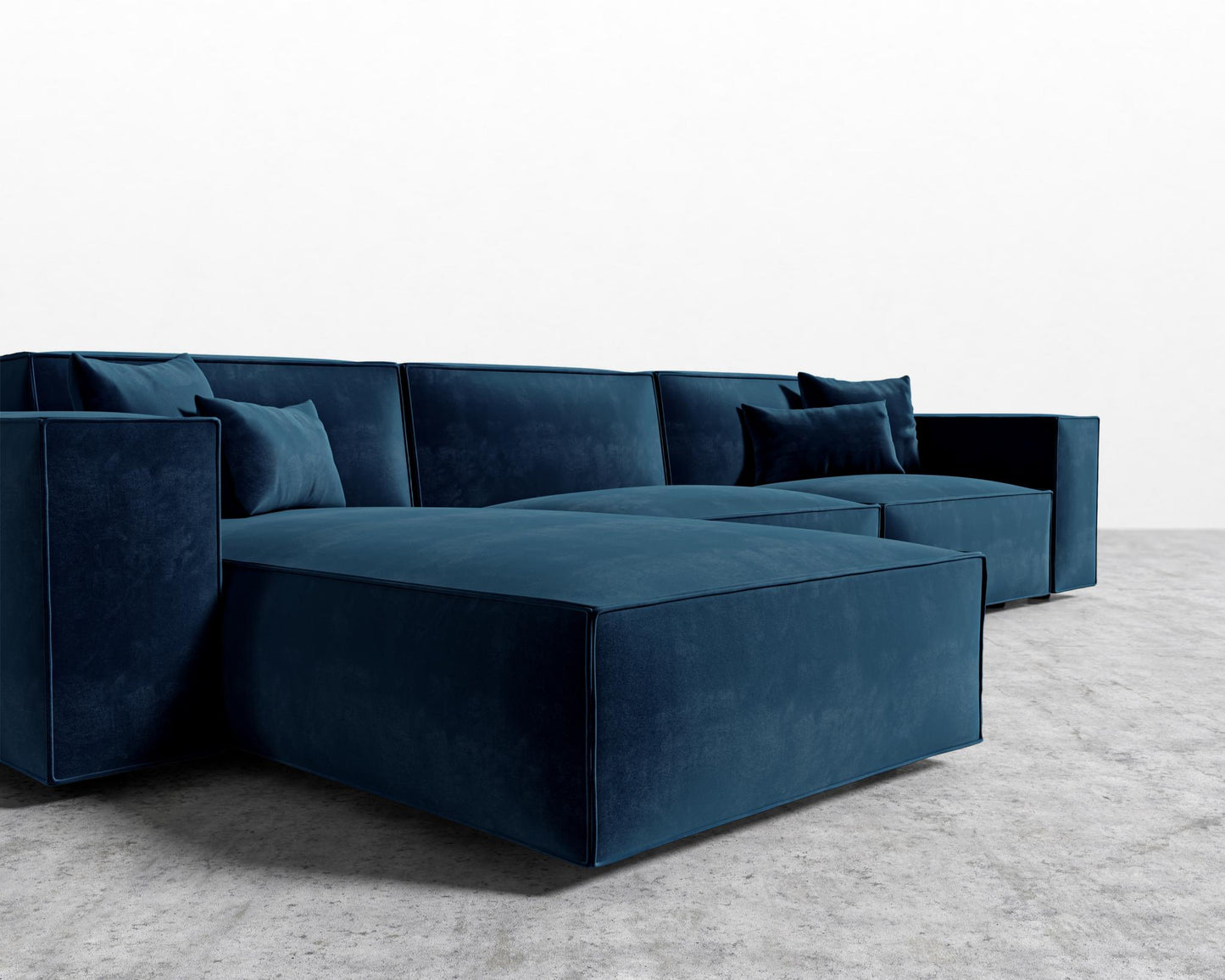 Porter Sectional - Black Feet, Left-Hand-Facing, Plush Velvet - Cobalt