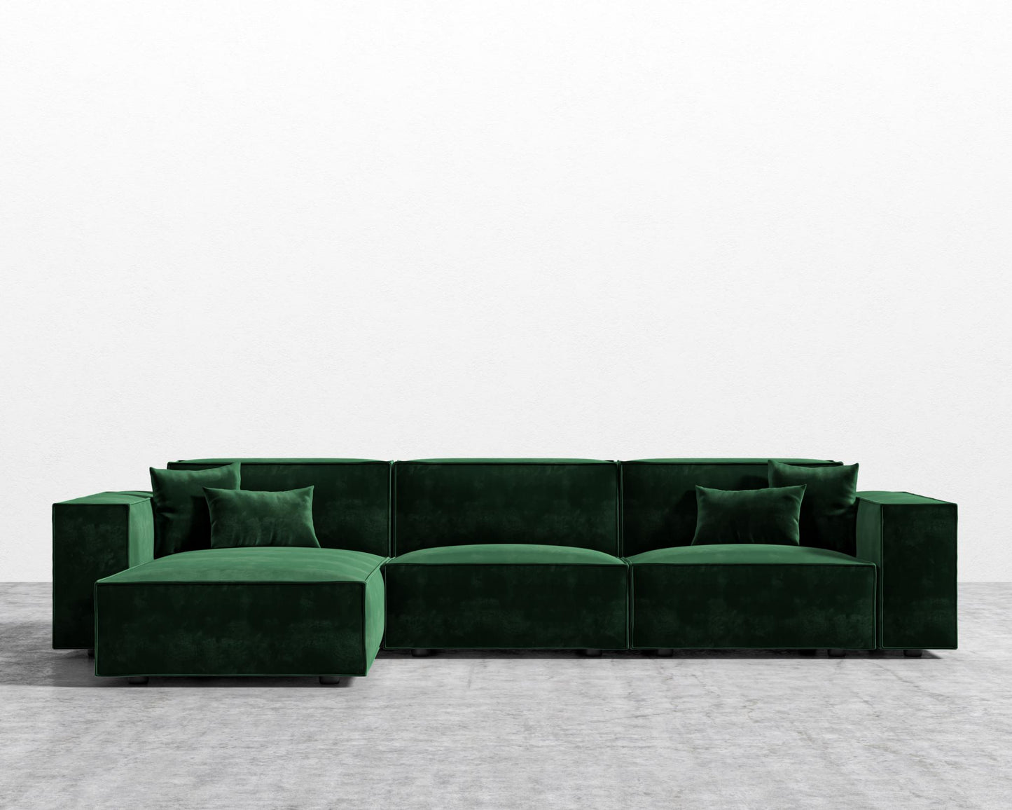 Porter Sectional - Black Feet, Right-Hand-Facing, Plush Velvet - Moss
