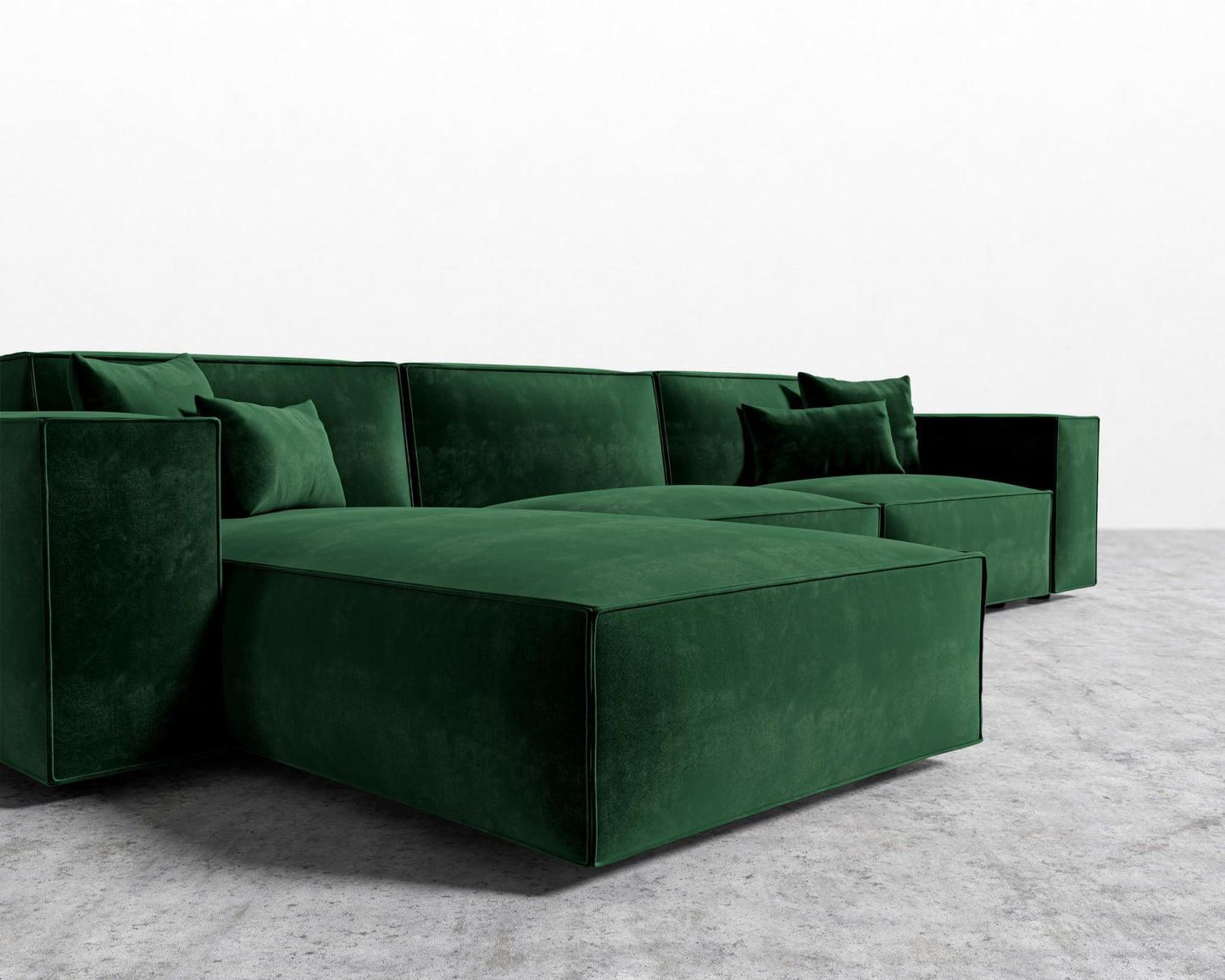 Porter Sectional - Black Feet, Right-Hand-Facing, Plush Velvet - Moss