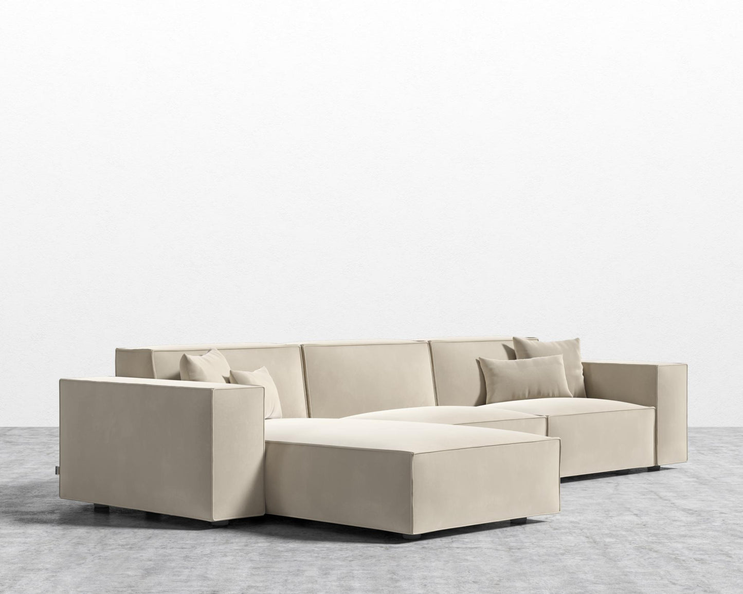 Porter Sectional - Black Feet, Signature Plush Velvet - Warm Taupe, Left-Hand-Facing