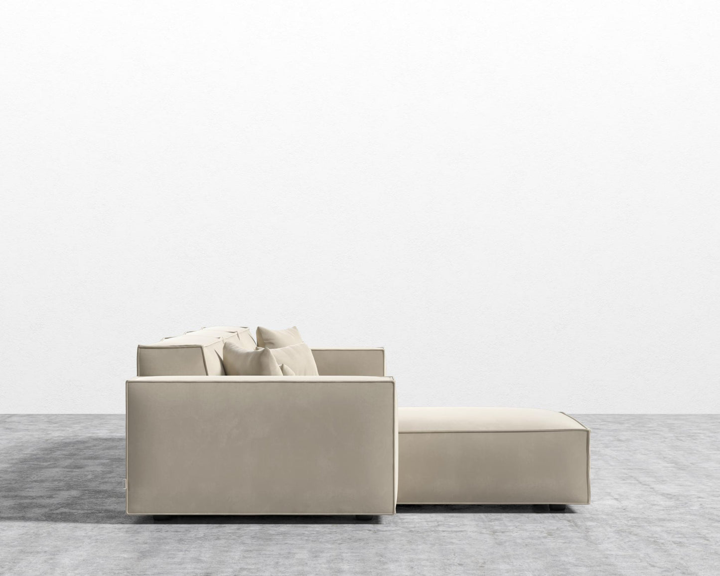 Porter Sectional - Black Feet, Signature Plush Velvet - Warm Taupe, Left-Hand-Facing