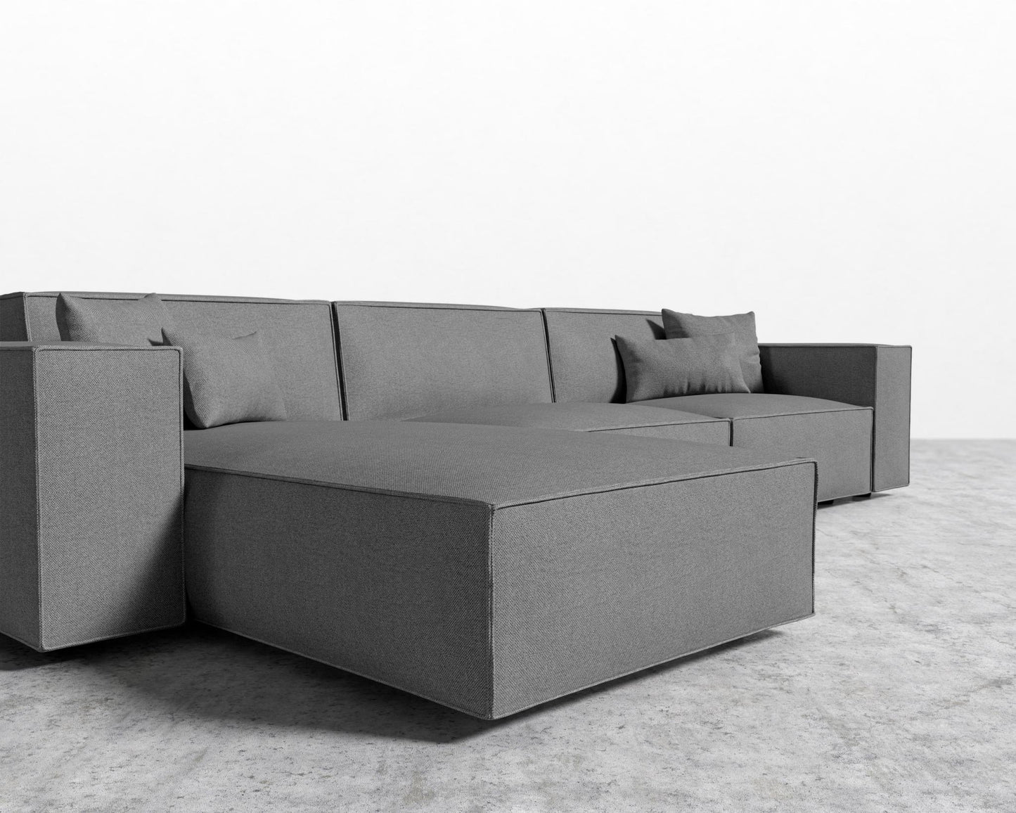 Porter Sectional - Black Feet, Left-Hand-Facing, Plush Weave - Fin