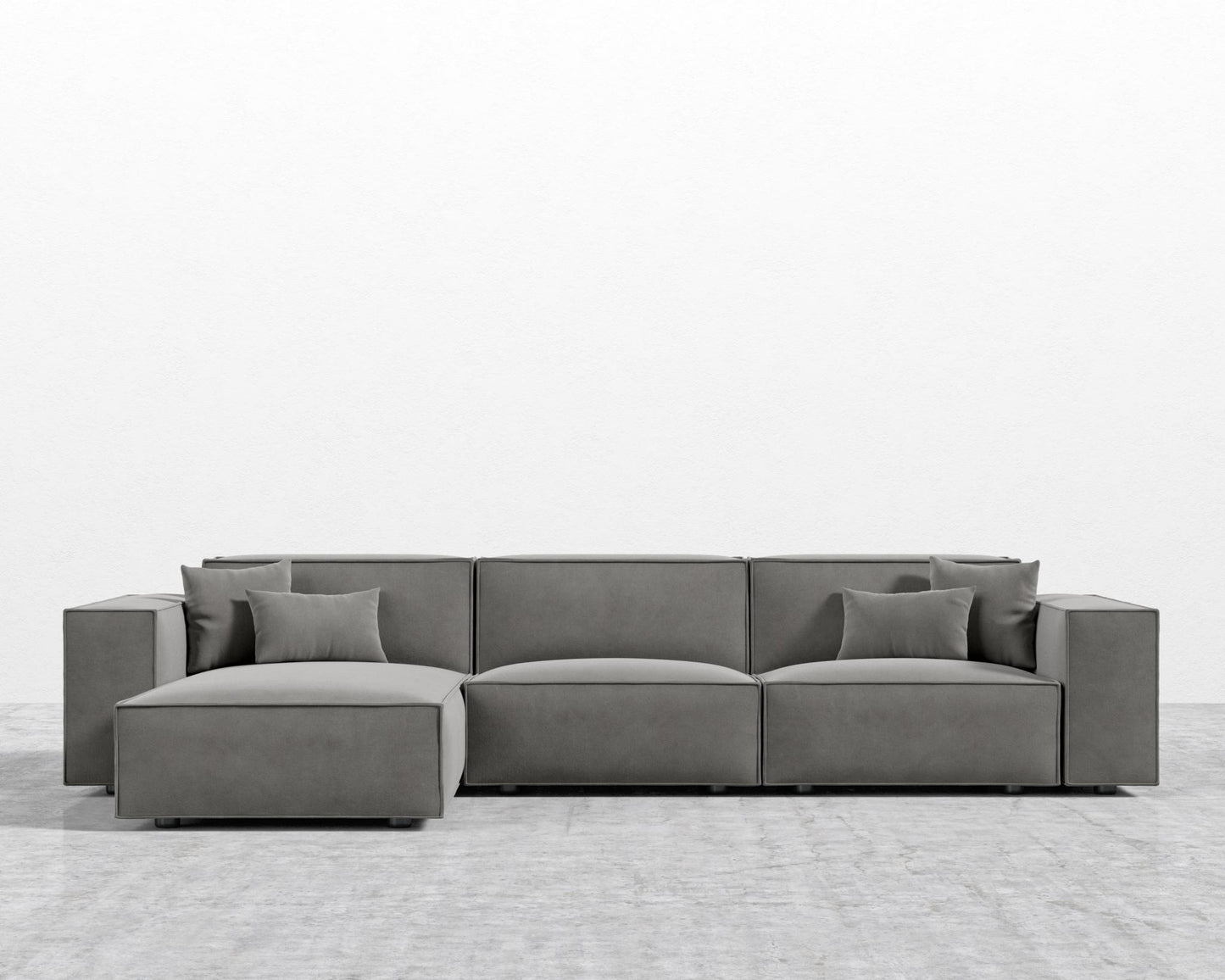 Porter Sectional - Black Feet, Venice Vegan Suede - Strato, Left-Hand-Facing