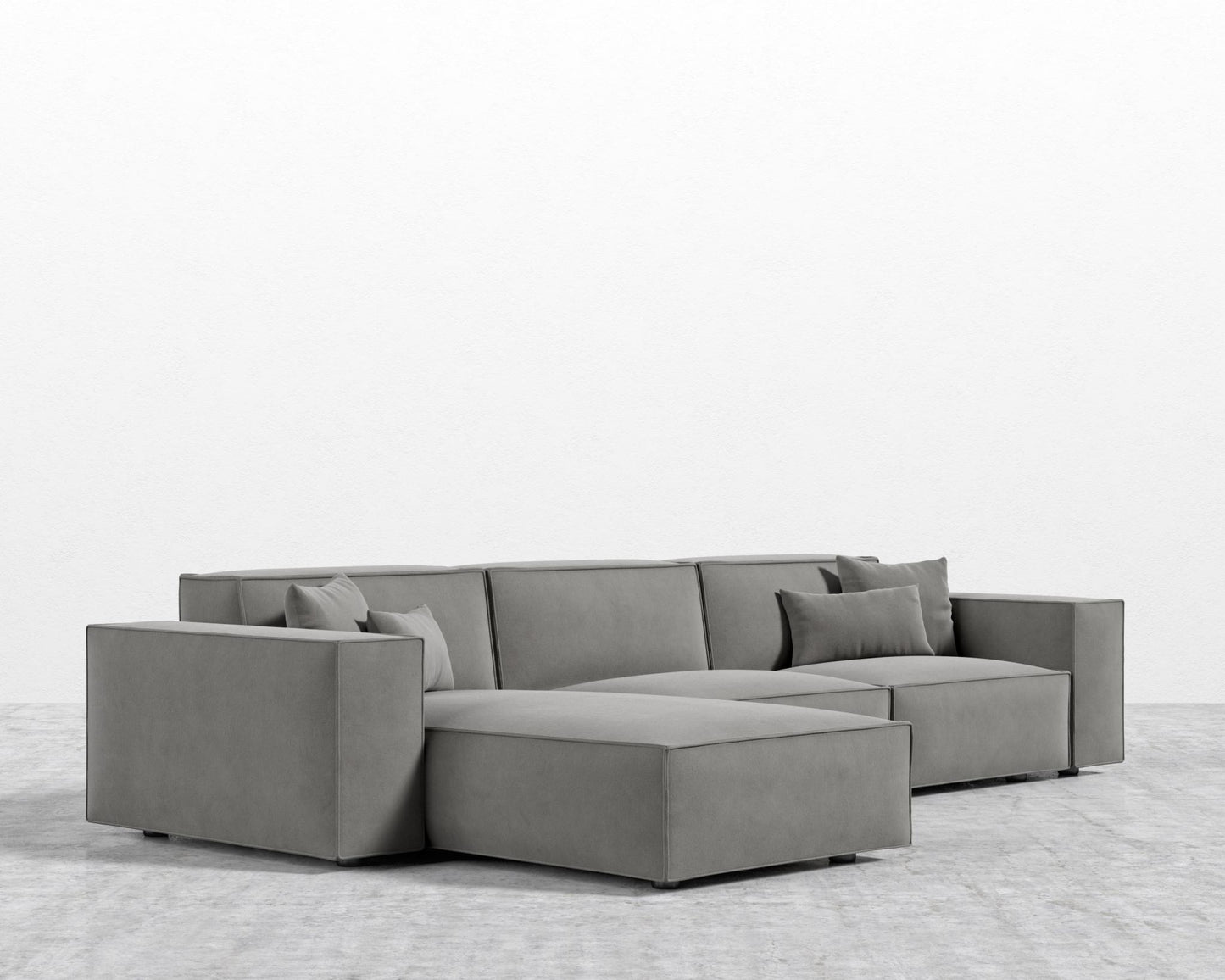 Porter Sectional - Black Feet, Venice Vegan Suede - Strato, Left-Hand-Facing