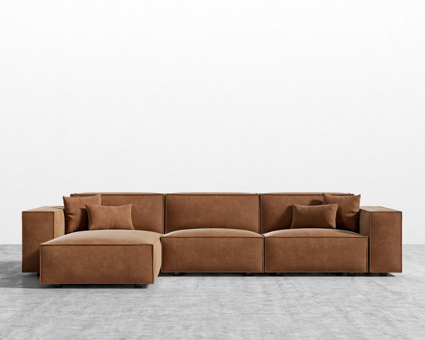 Porter Sectional - Black Feet, Venice Vegan Suede - Cider, Left-Hand-Facing