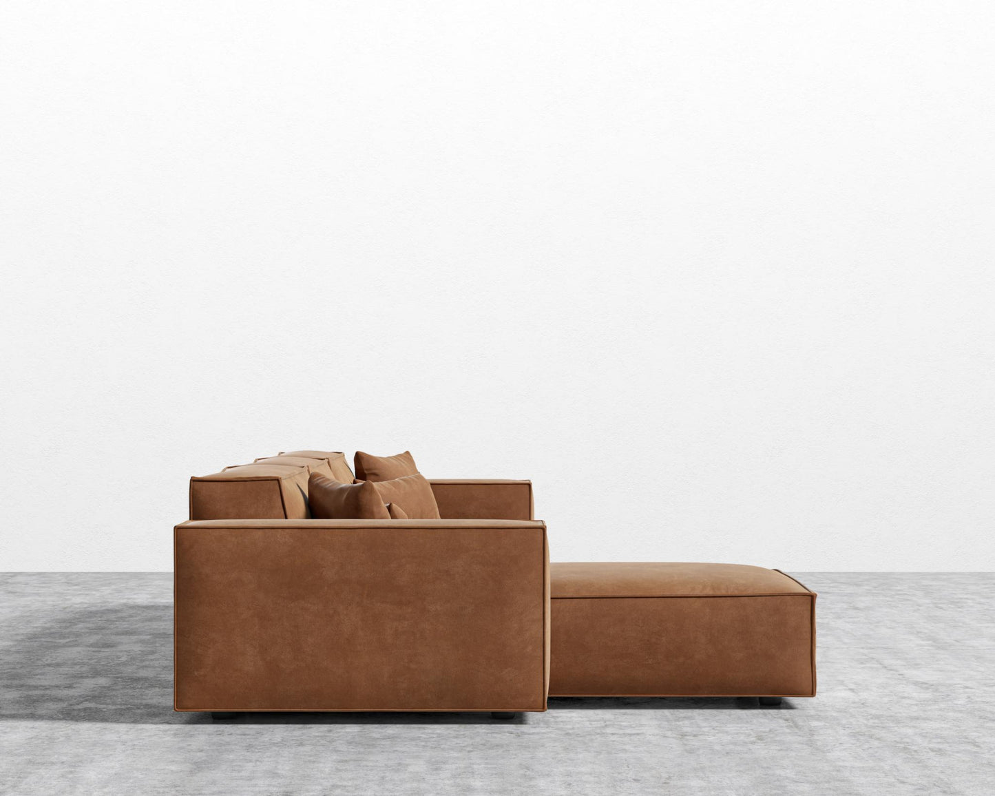 Porter Sectional - Black Feet, Venice Vegan Suede - Cider, Left-Hand-Facing