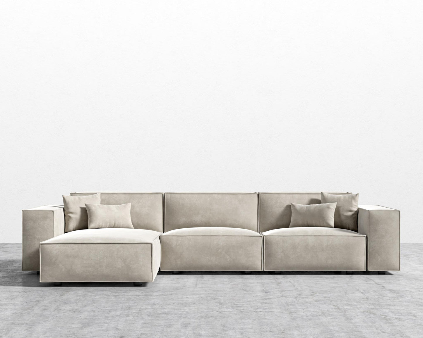 Porter Sectional - Black Feet, Venice Vegan Suede - Latte, Left-Hand-Facing