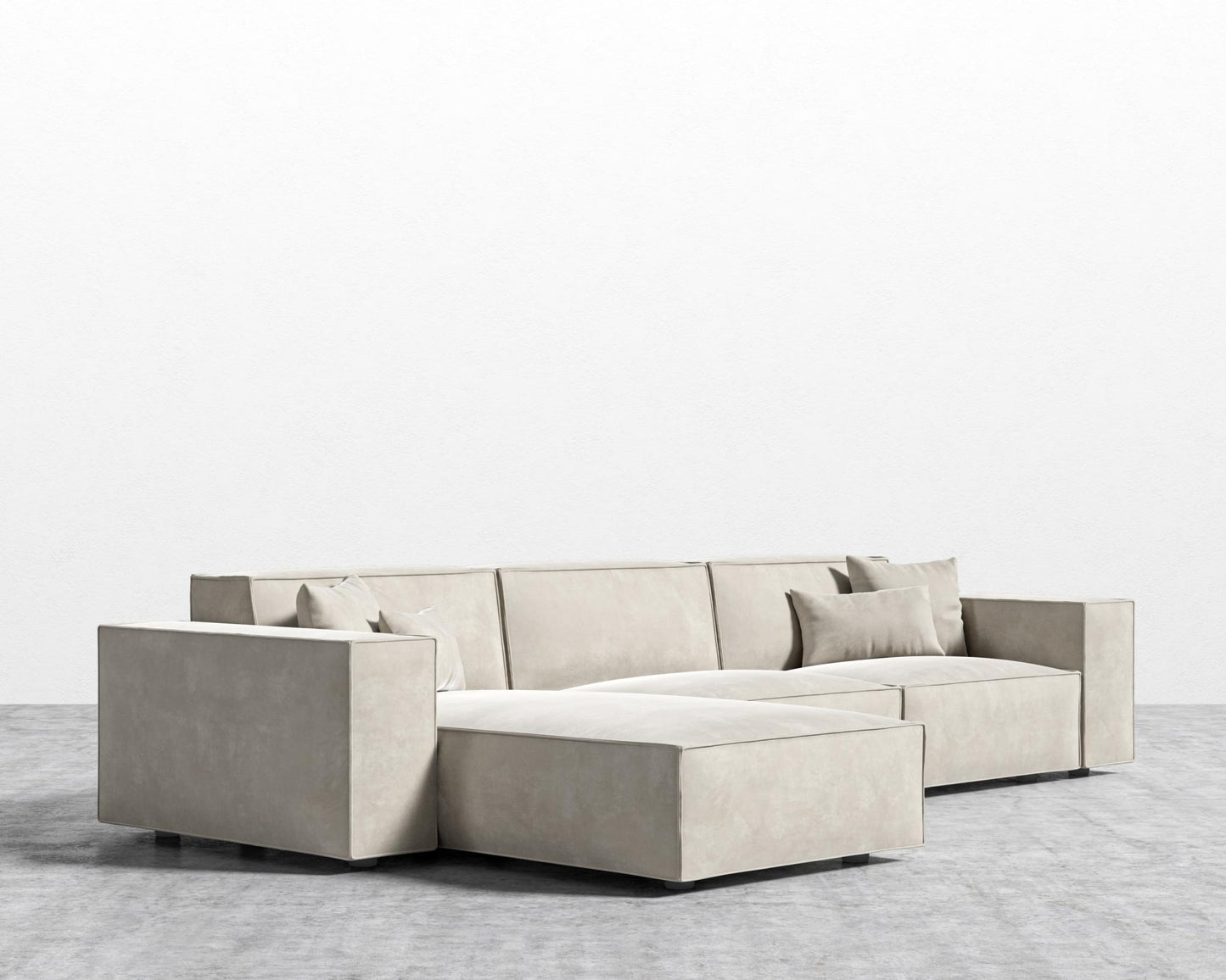 Porter Sectional - Black Feet, Venice Vegan Suede - Latte, Left-Hand-Facing