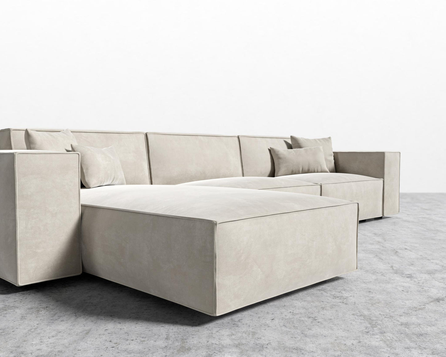 Porter Sectional - Black Feet, Venice Vegan Suede - Latte, Left-Hand-Facing