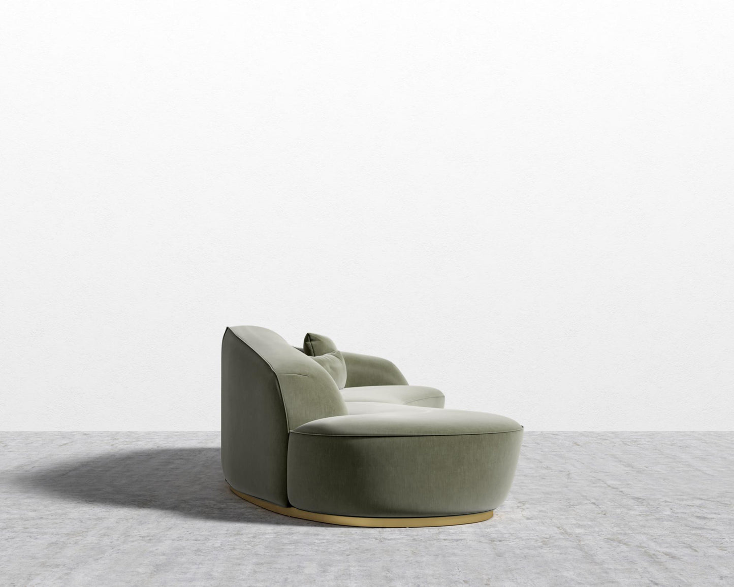 Reya Curved Sectional - Brushed Brass - Grand Curved, Curved Chaise Left, Cotton Velvet - Verdant