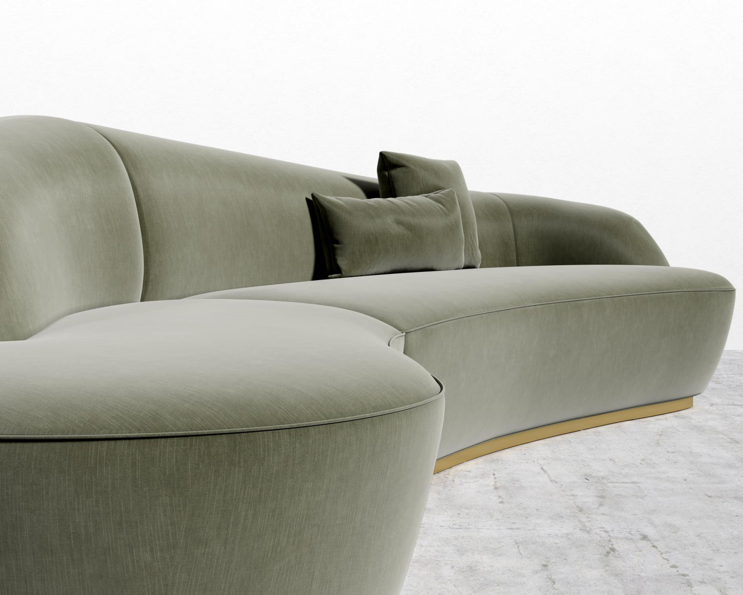 Reya Curved Sectional - Brushed Brass - Grand Curved, Curved Chaise Left, Cotton Velvet - Verdant