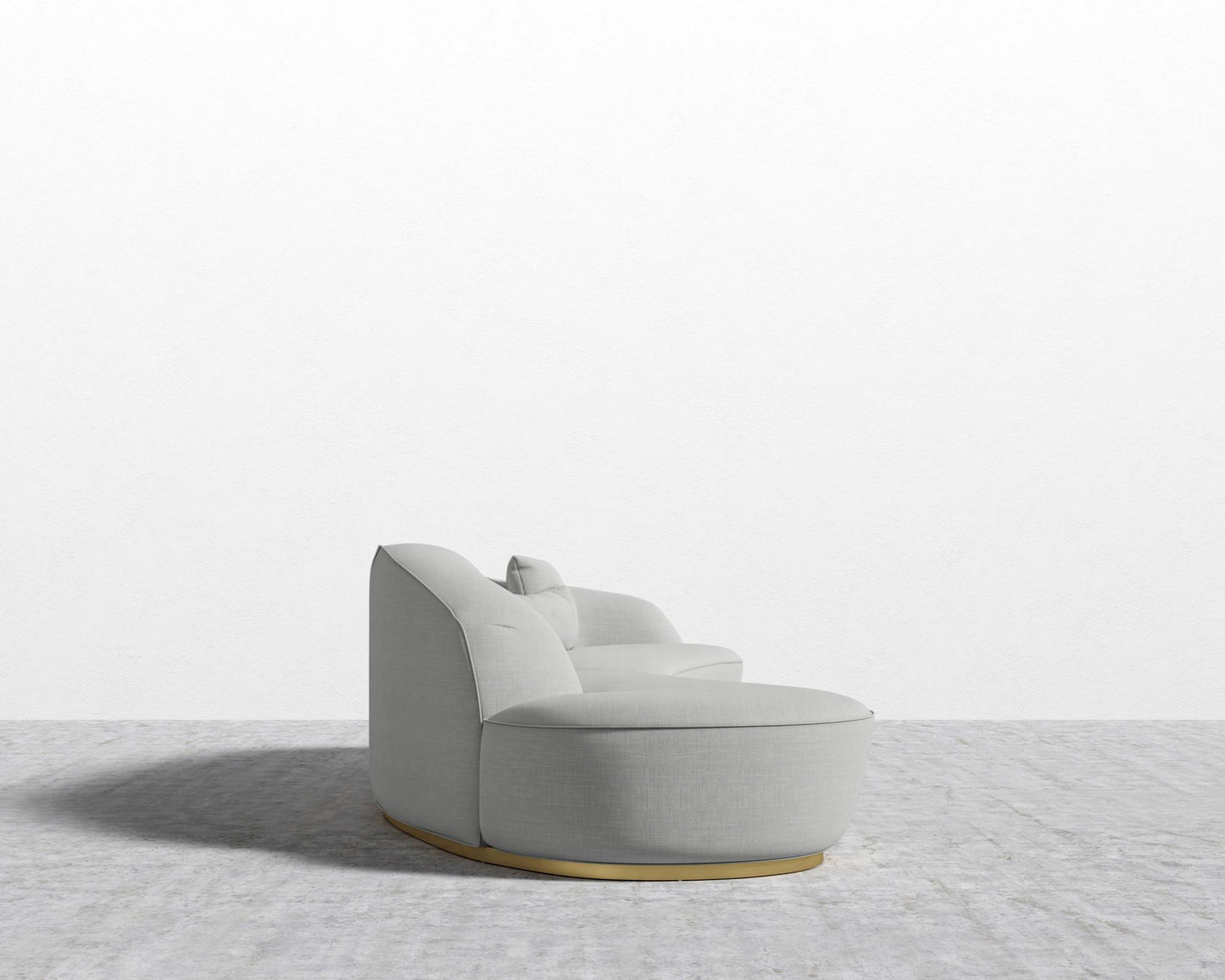 Reya Curved Sectional - Brushed Brass - Grand Curved, Curved Chaise Left, Performance Linen - Dove