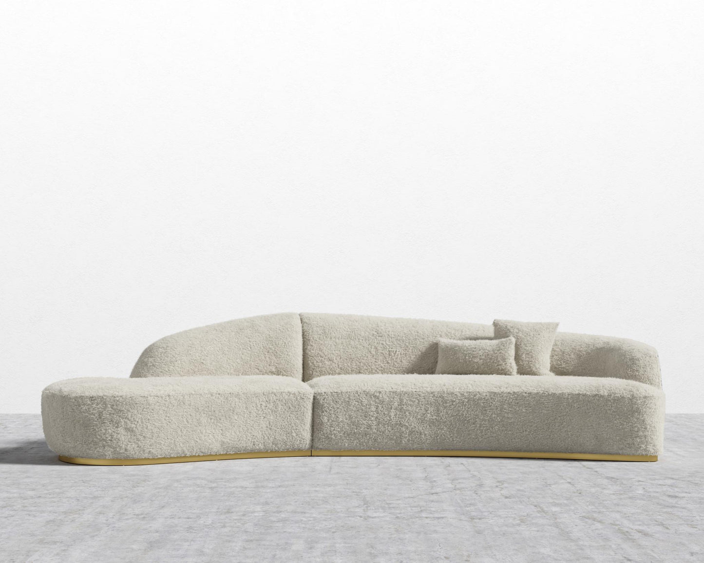 Reya Curved Sectional - Brushed Brass - Grand Curved, Curved Chaise Left, Shearling - Almond