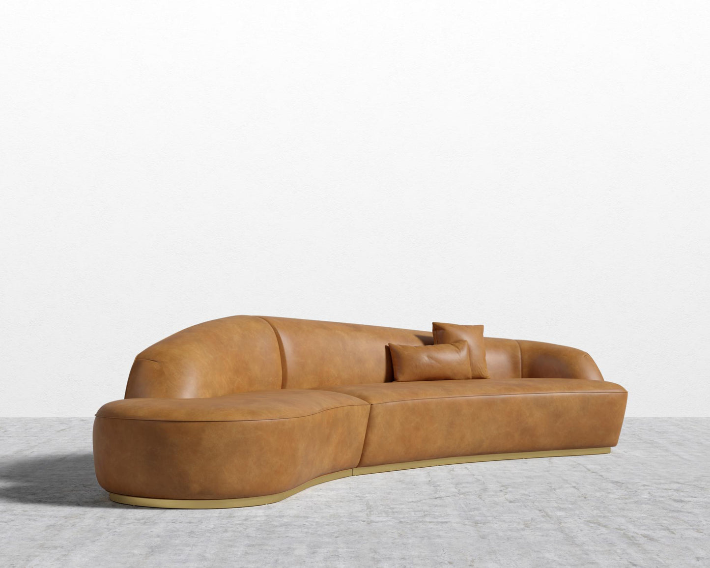 Reya Curved Sectional - Brushed Brass - Grand Curved, Curved Chaise Left, Microfiber Leather - Trento Morocco
