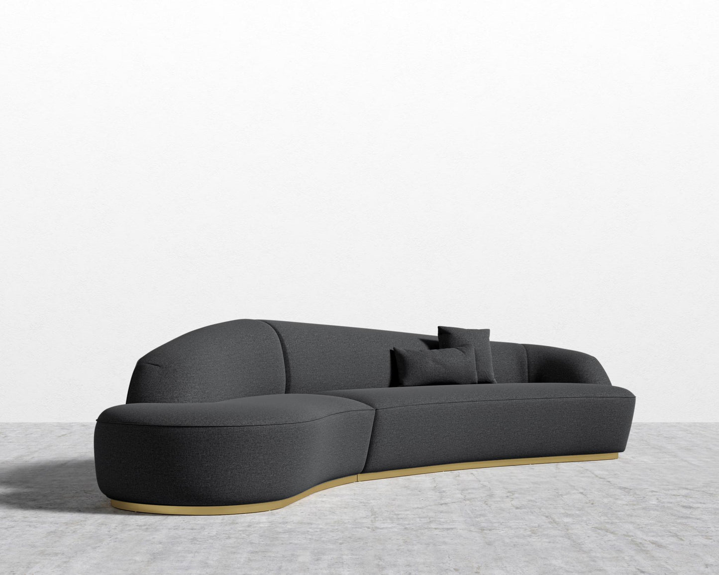 Reya Curved Sectional - Brushed Brass - Grand Curved, Curved Chaise Left, Modern Felt - Stockholm