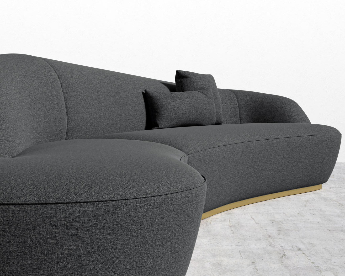 Reya Curved Sectional - Brushed Brass - Grand Curved, Curved Chaise Left, Modern Felt - Stockholm