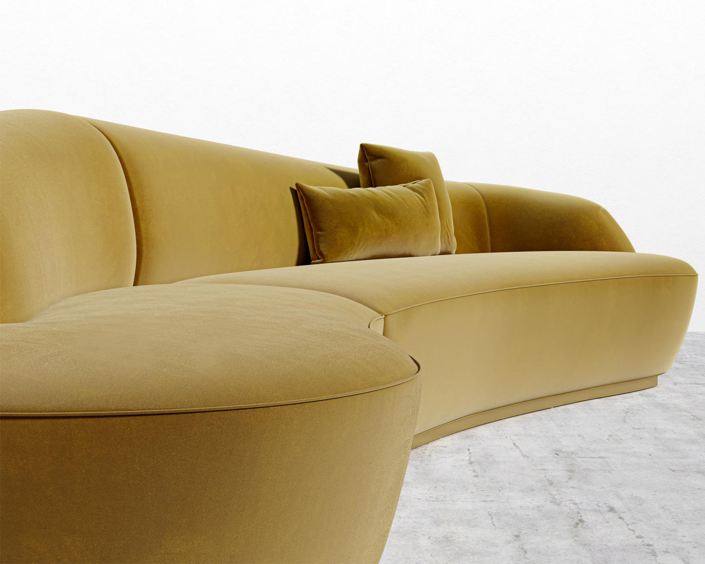 Reya Curved Sectional - Brushed Brass - Grand Curved, Curved Chaise Left, Plush Velvet - Golden Beryl