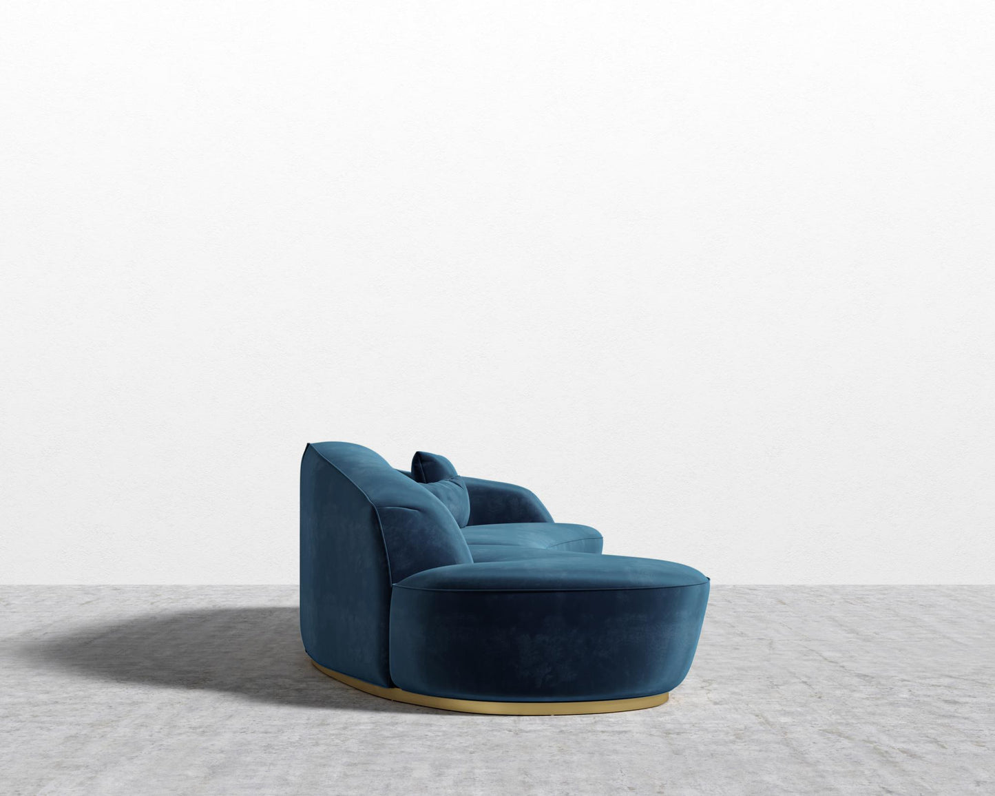 Reya Curved Sectional - Brushed Brass - Grand Curved, Curved Chaise Left, Plush Velvet - Cobalt