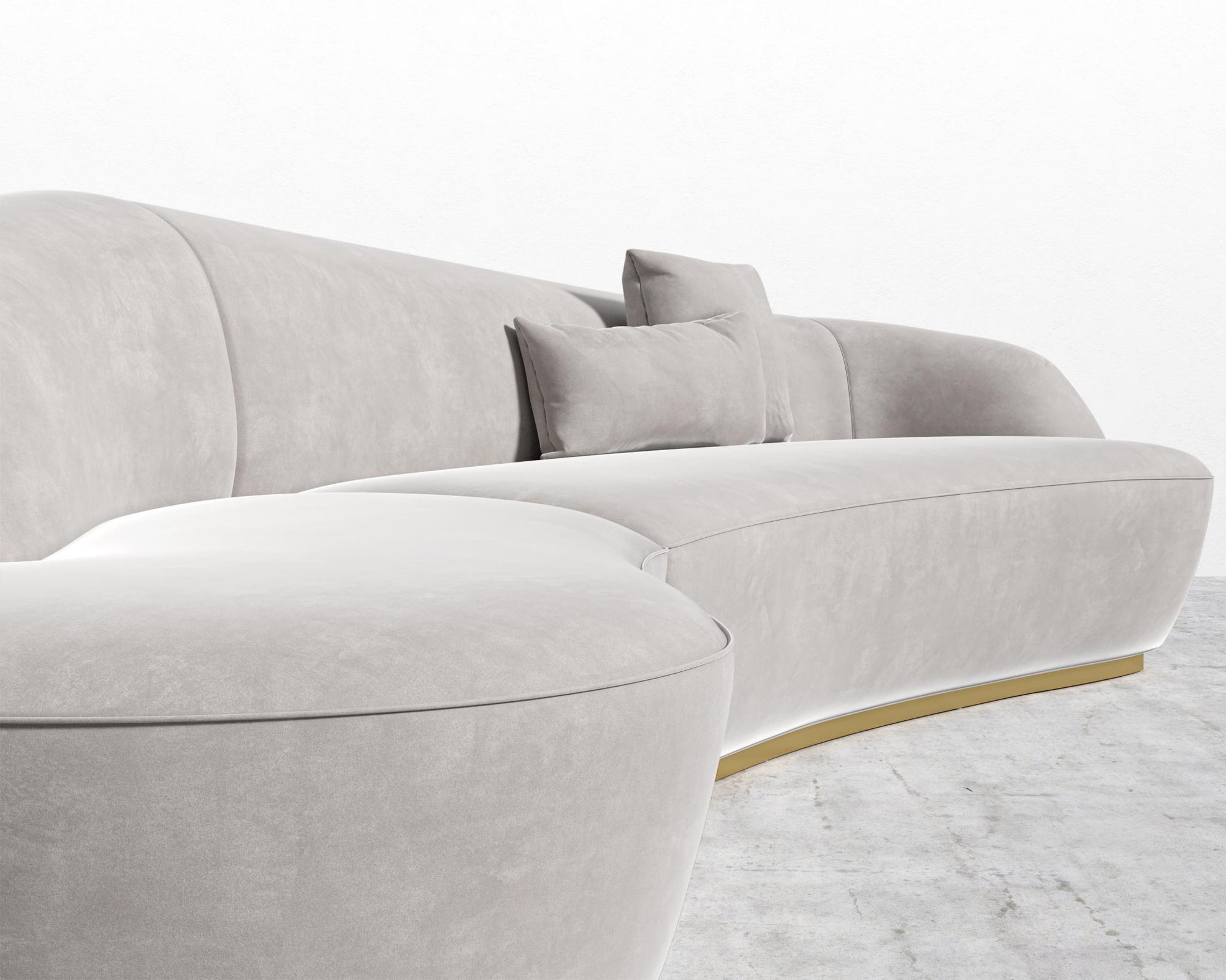 Reya Curved Sectional - Brushed Brass - Grand Curved, Curved Chaise Left, Venice Vegan Suede - Chiffon