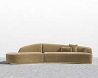 Reya Curved Sectional - Brushed Brass - Grand Curved, Curved Chaise Left, Plush Velvet - Dune