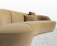 Reya Curved Sectional - Brushed Brass - Grand Curved, Curved Chaise Left, Plush Velvet - Dune
