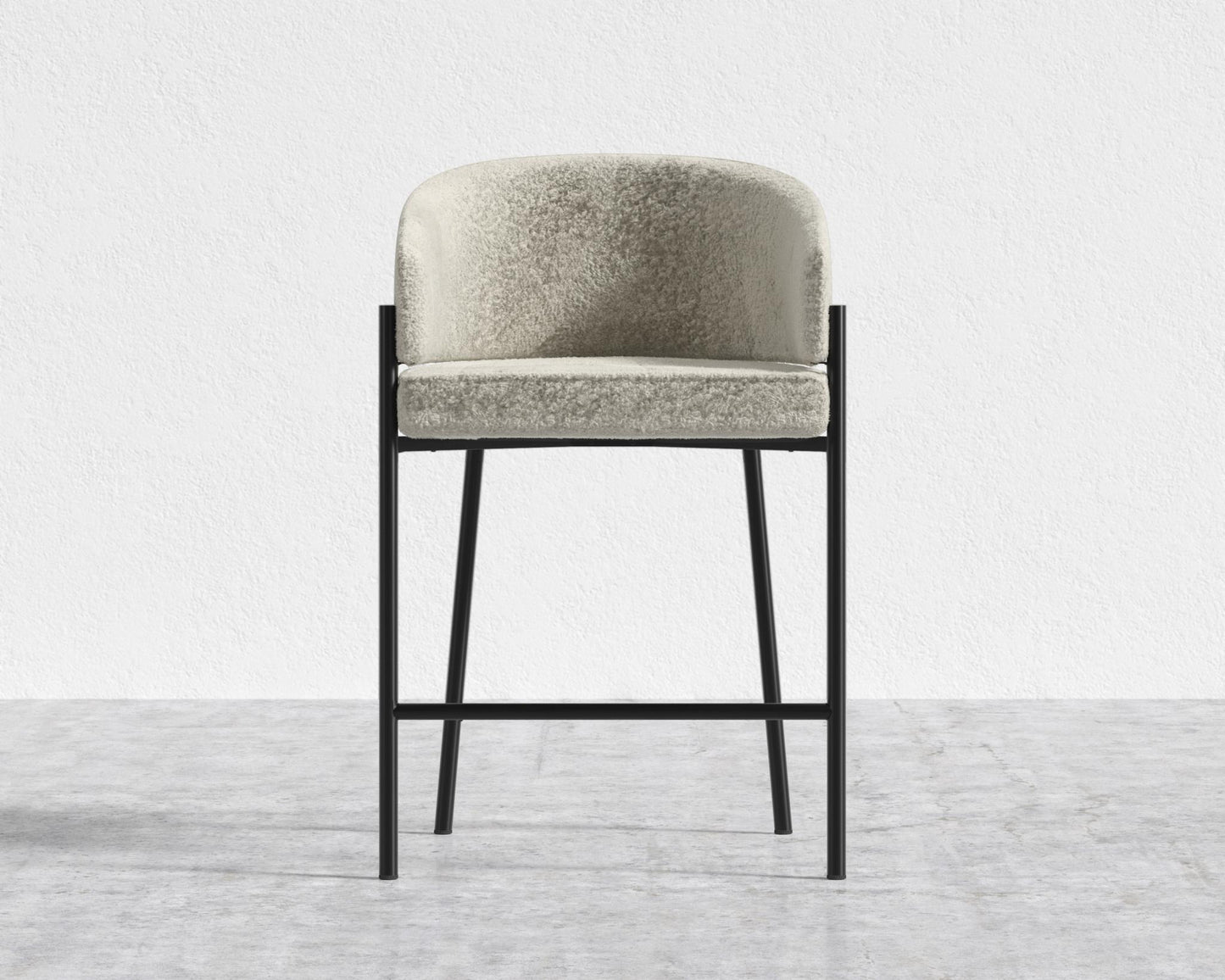 Solana Counter Stool - Shearling - Almond, Black - Solana