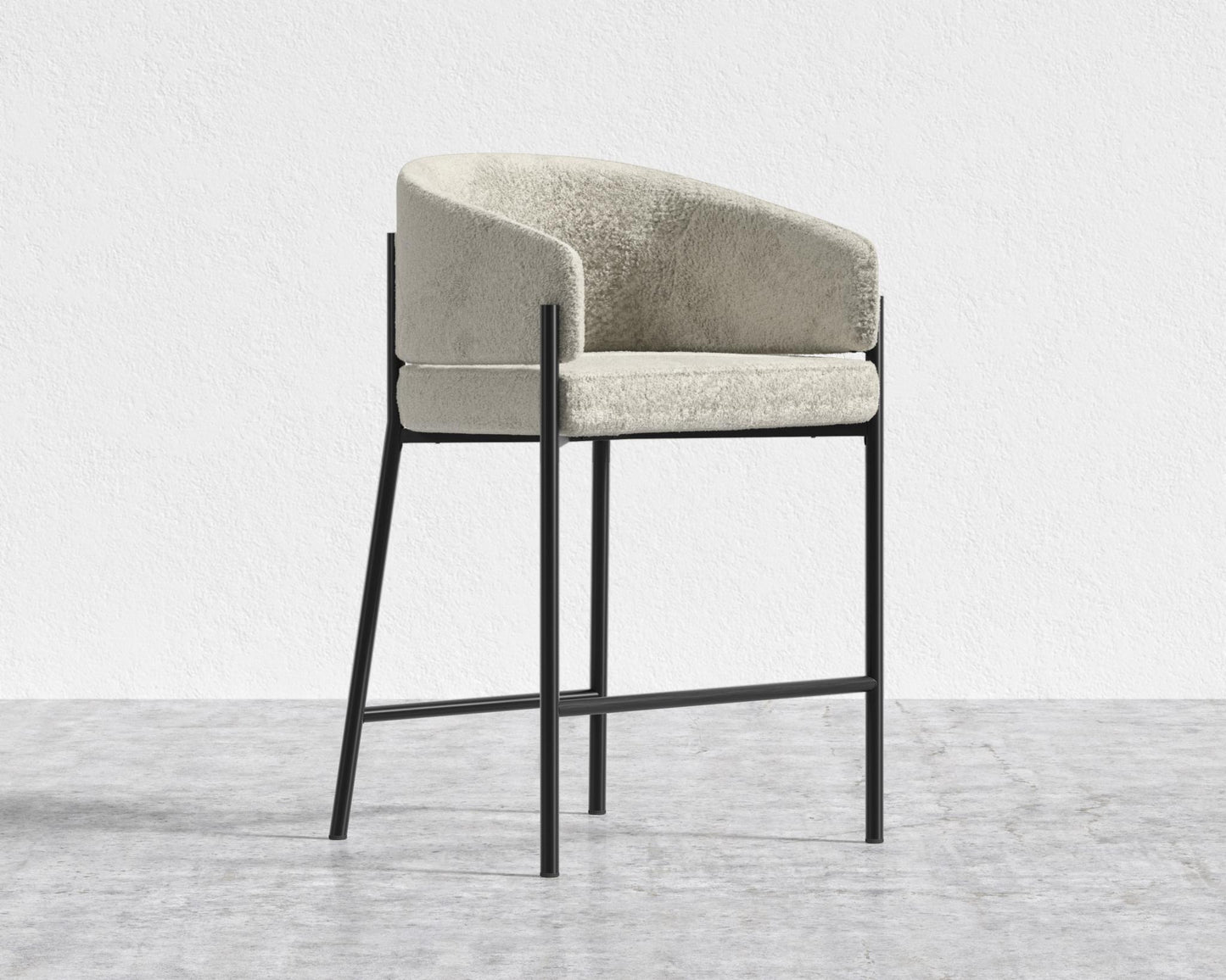 Solana Counter Stool - Shearling - Almond, Black - Solana