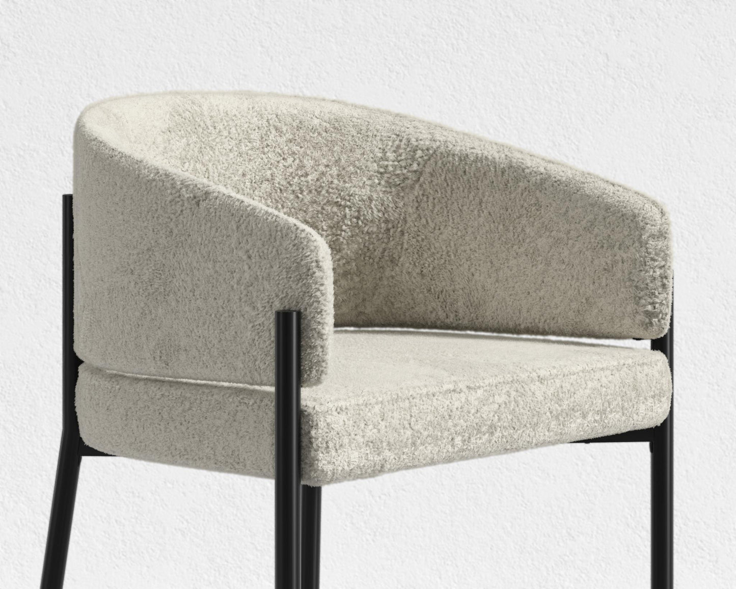 Solana Counter Stool - Shearling - Almond, Black - Solana