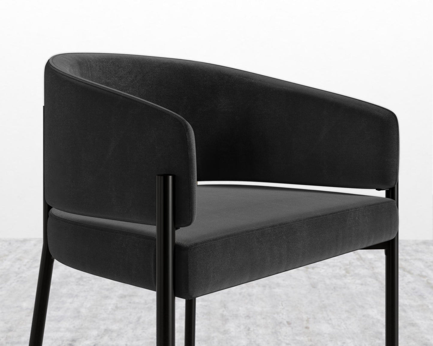 Solana Counter Stool - Plush Velvet - Black, Antique Brushed Brass - Solana