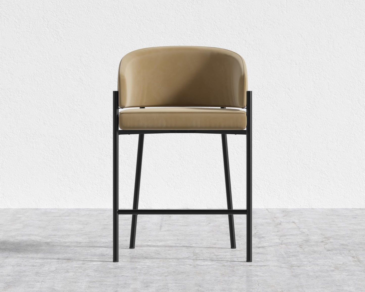 Solana Counter Stool - Plush Velvet - Dune, Antique Brushed Brass - Solana