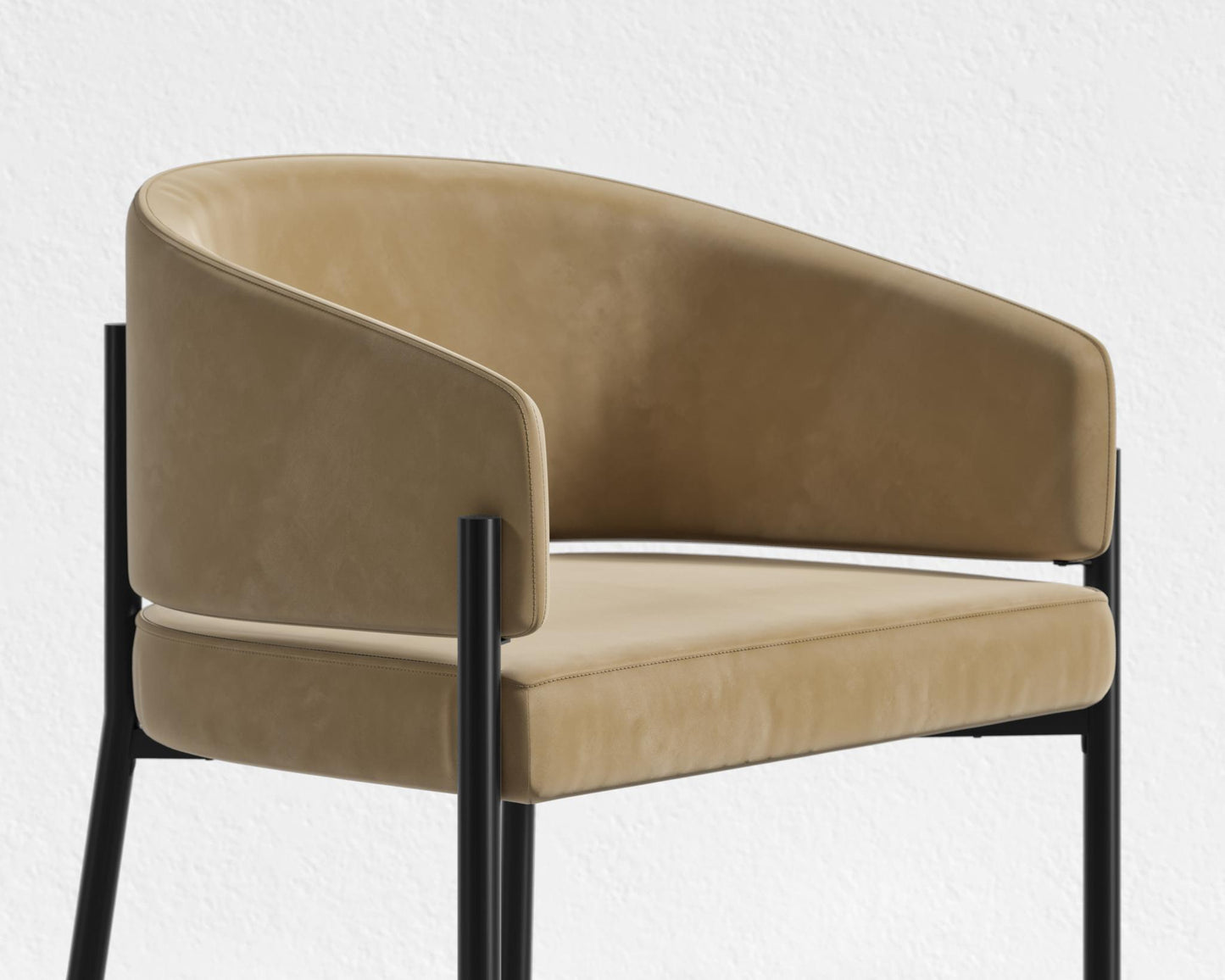 Solana Counter Stool - Plush Velvet - Dune, Antique Brushed Brass - Solana