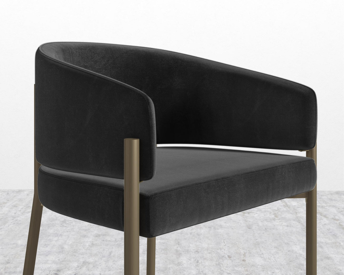 Solana Counter Stool - Plush Velvet - Black, Antique Brushed Brass - Solana