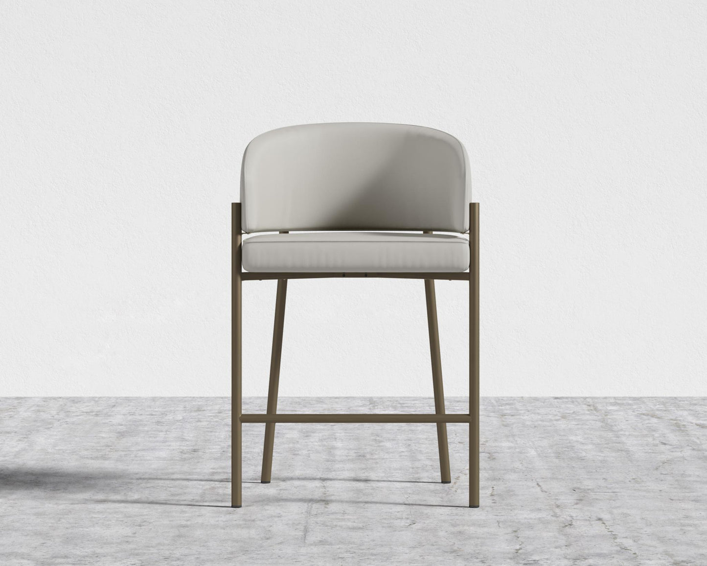 Solana Counter Stool - Trento Microfiber Leather - Trento Taupe, Antique Brushed Brass - Solana