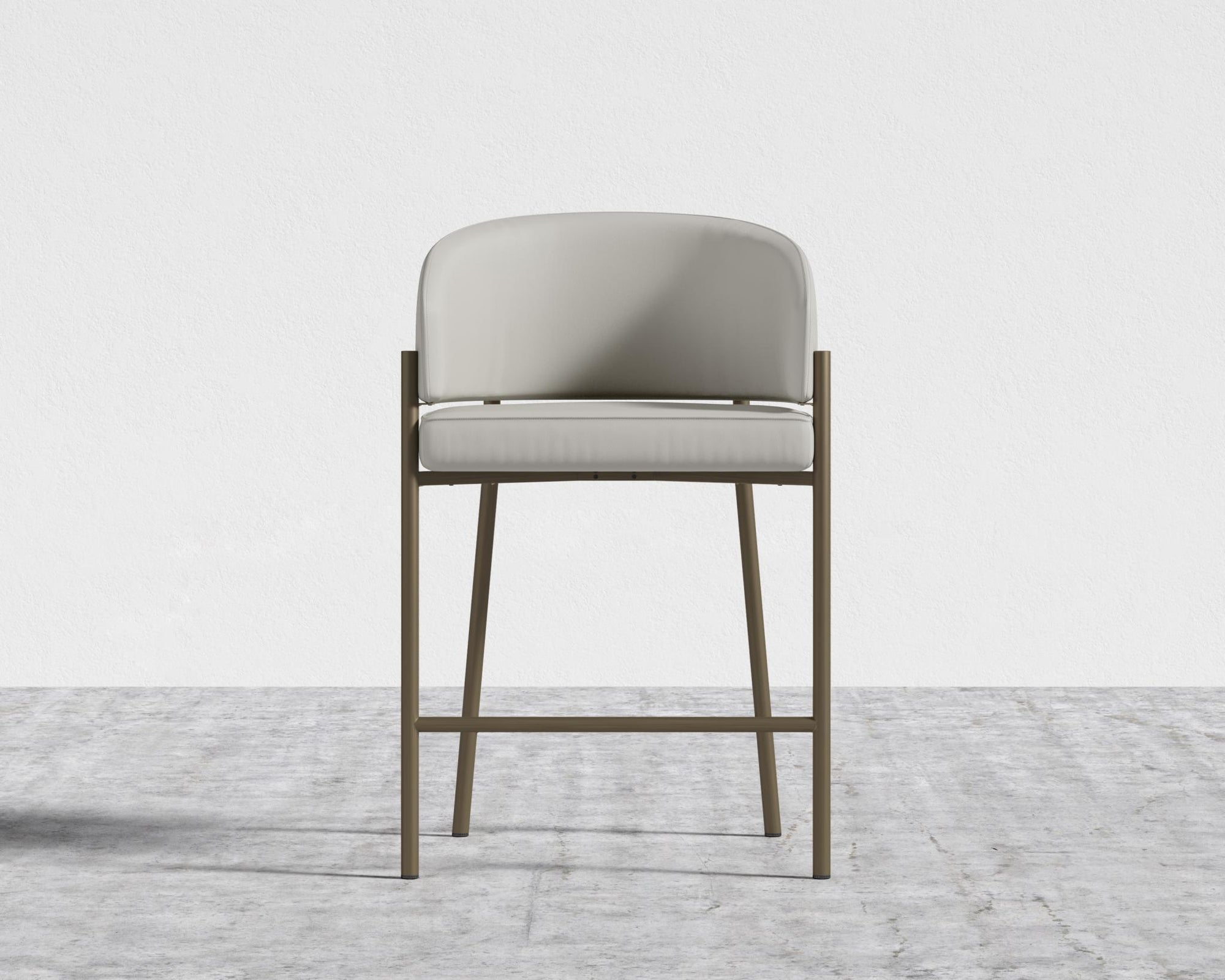 Solana Counter Stool - Trento Microfiber Leather - Trento Taupe, Antique Brushed Brass - Solana