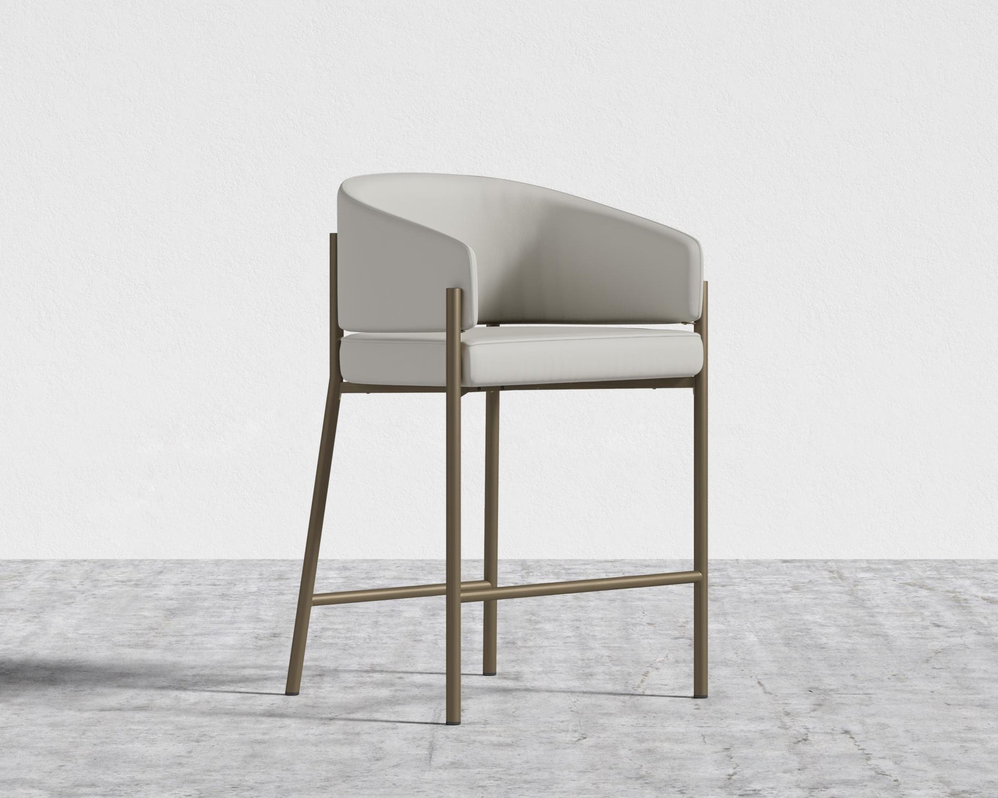 Solana Counter Stool - Trento Microfiber Leather - Trento Taupe, Antique Brushed Brass - Solana