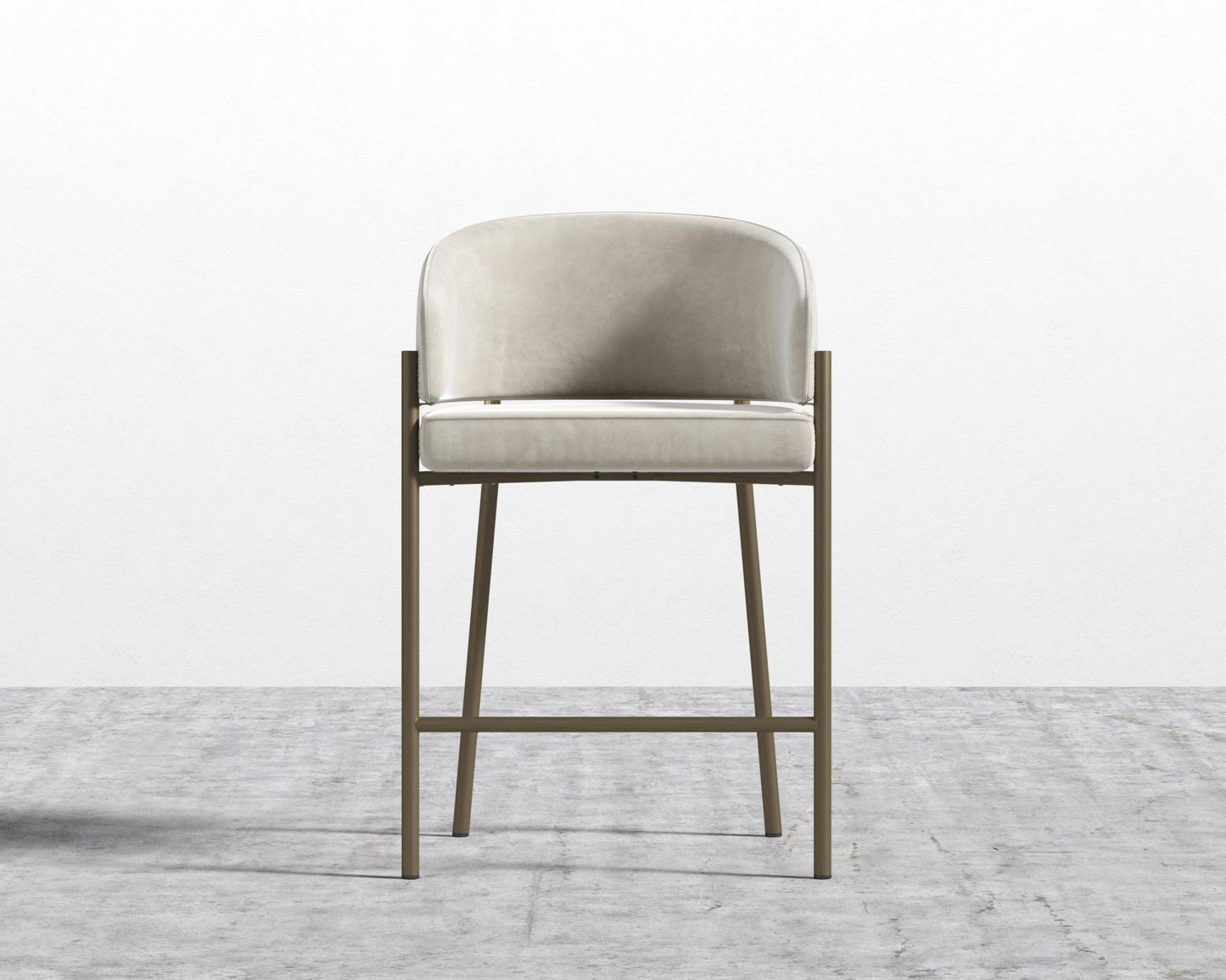 Solana Counter Stool - Venice Vegan Suede - Latte, Antique Brushed Brass - Solana