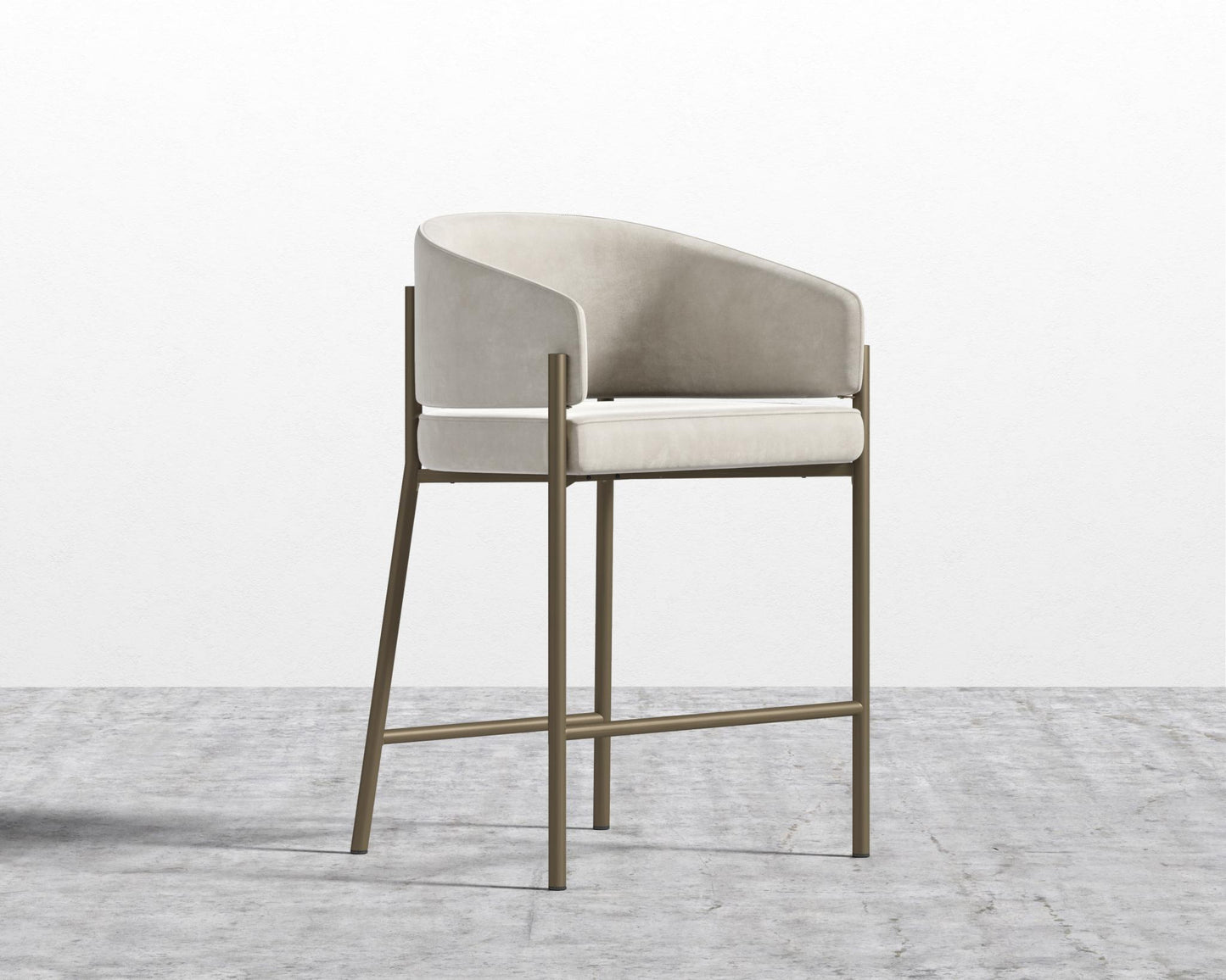 Solana Counter Stool - Venice Vegan Suede - Latte, Antique Brushed Brass - Solana