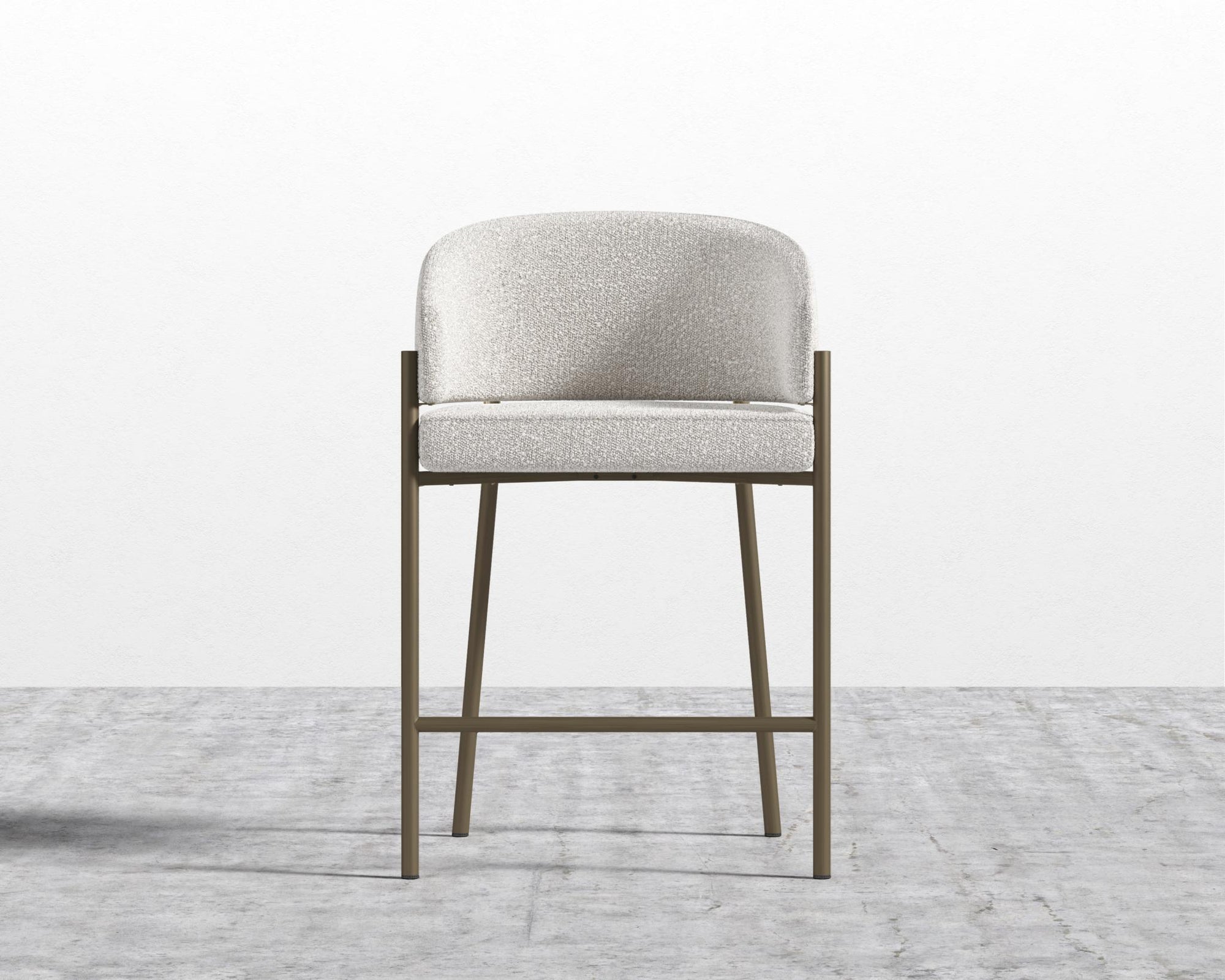 Solana Counter Stool - Chatou Bouclé - Pearl, Antique Brushed Brass - Solana