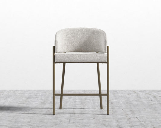 Solana Counter Stool - Chatou Bouclé - Pearl, Antique Brushed Brass - Solana